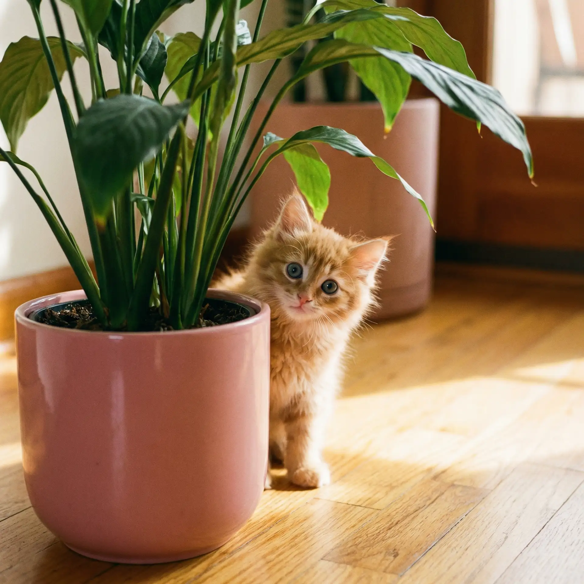 小猫从花盆后探头 - 方世玉1